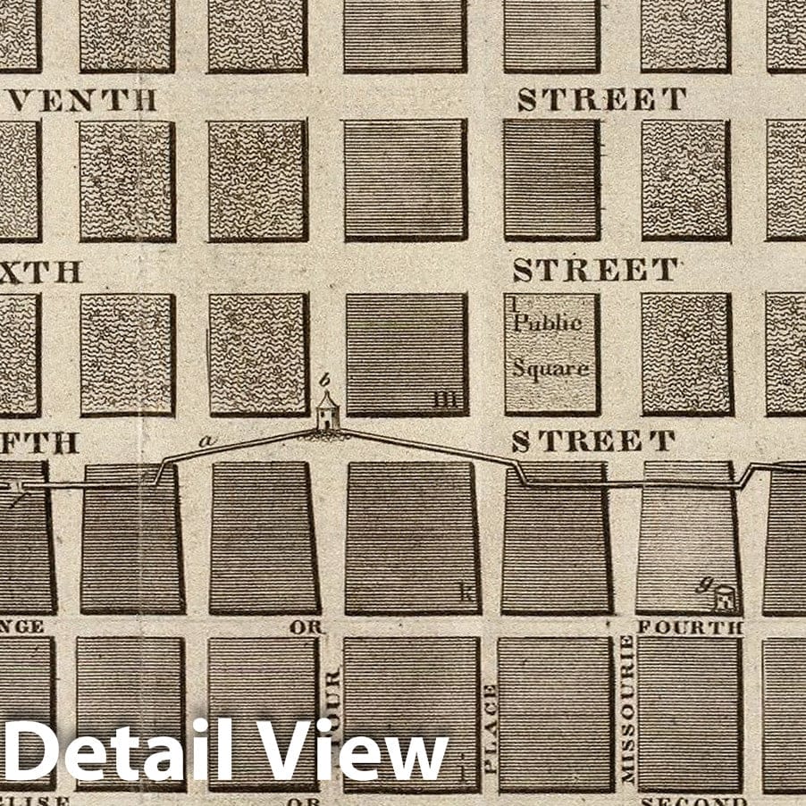 Saint Louis, Missouri 1823 Historical City Plan Map Print