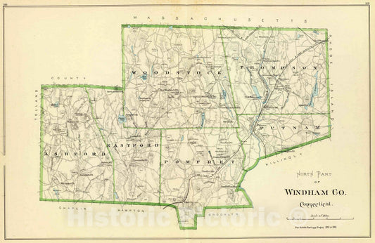 Historic Map : State Atlas Map, Windham Co. N. 1893 - Vintage Wall Art