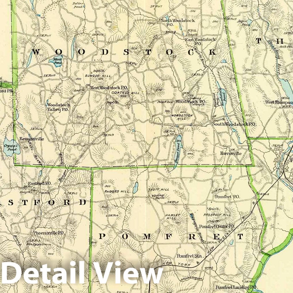 Windham County, Connecticut - North Part, 1893 - Historical Map Print