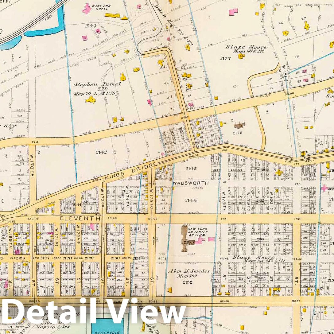 Ward 12, Manhattan - Fire Insurance Map, 1891 - Historical Map Print