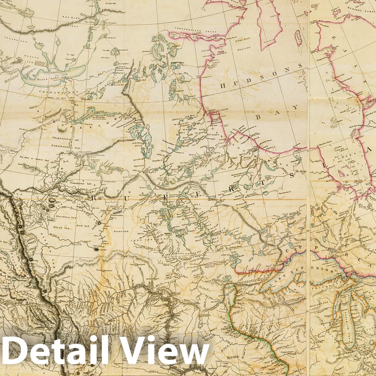 North America - River Map, 1818 - Historical Map Print