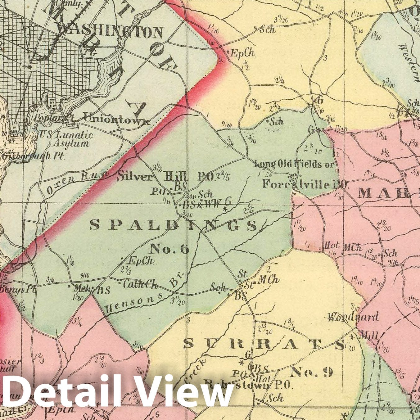 Historic Map : State Atlas Map, Prince George's. 1866 - Vintage Wall Art