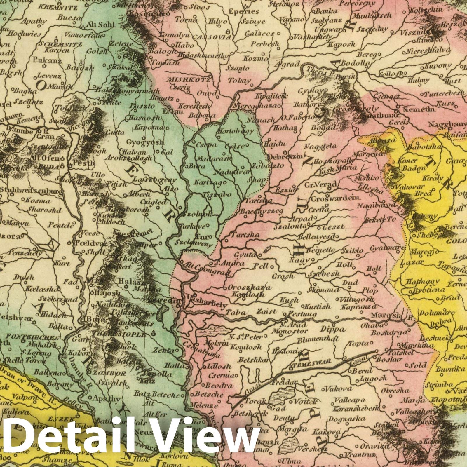 Hungary and Transylvania, 1822 - Historical Map Print