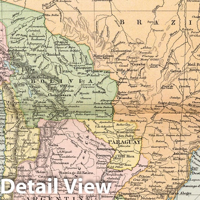 South America - Railroad Map, 1892 - Historical Map Print