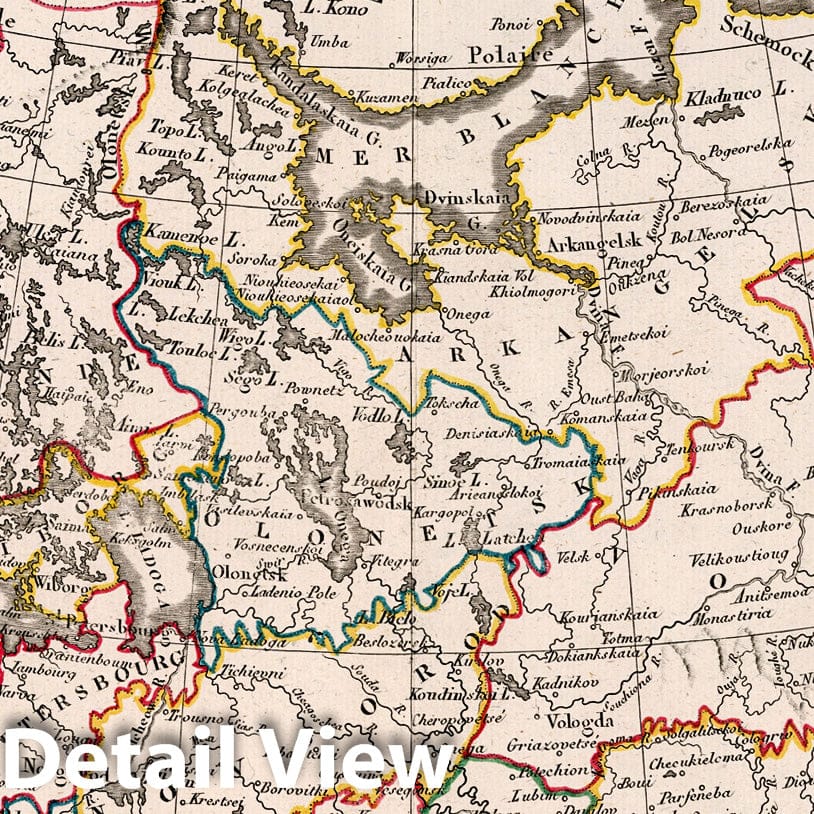 Northern European Russia, 1824 - Historical Map Print