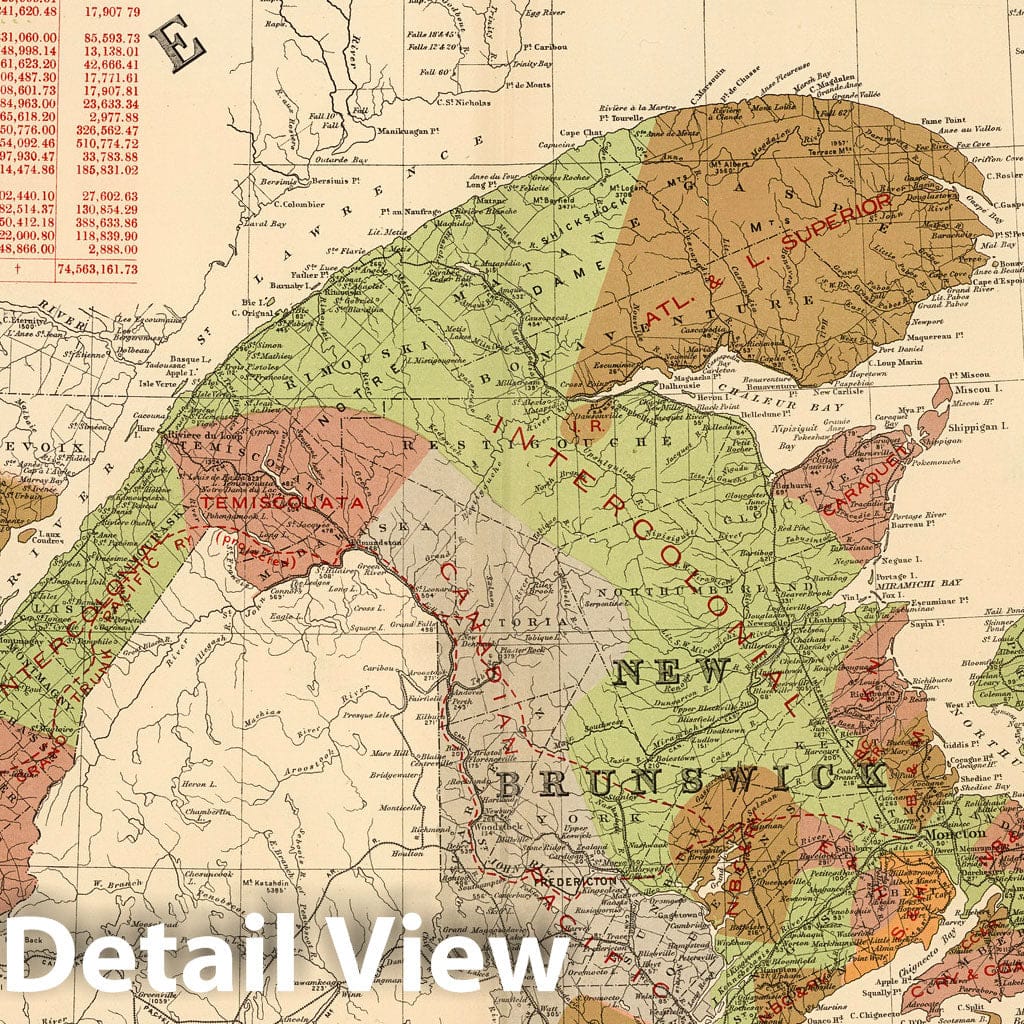 Quebec and Maritime Provinces - Railroad Map, 1906