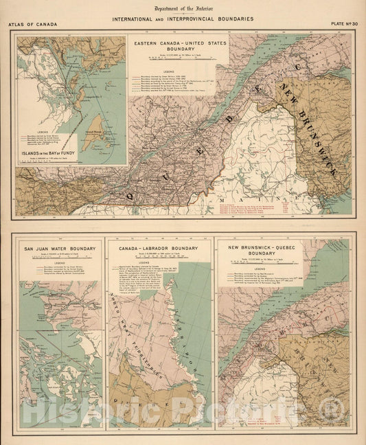Historic Map : No. 30, International and interprovincial boundaries 1906 - Vintage Wall Art