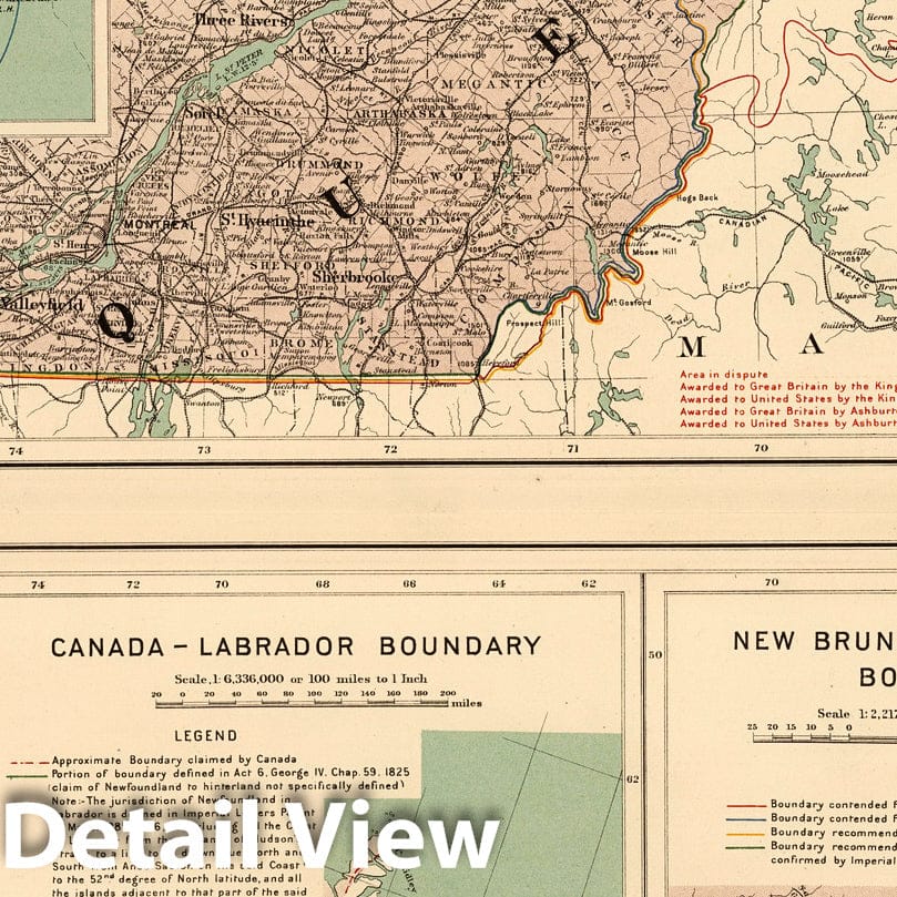 Eastern Canada and United States Boundary - Railroad Map, 1906