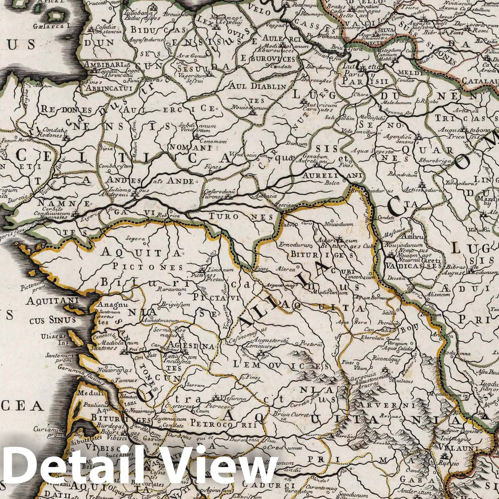 Historic Map : France, , EuropeVeteris Galliae Tabulam 1712 , Vintage Wall Art