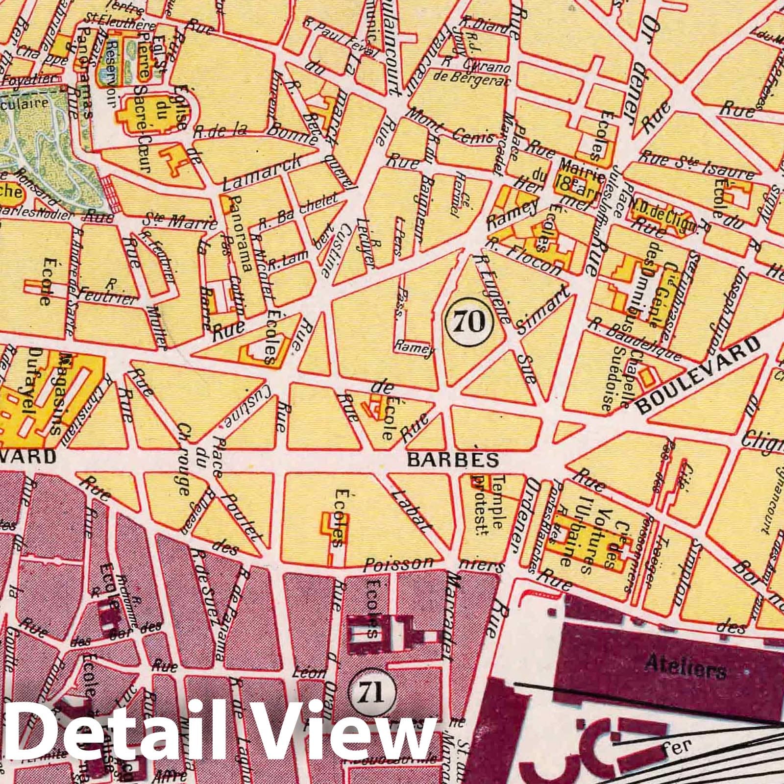 Paris, France - Eighteenth Arrondissement, 1900 - Historical Map Print