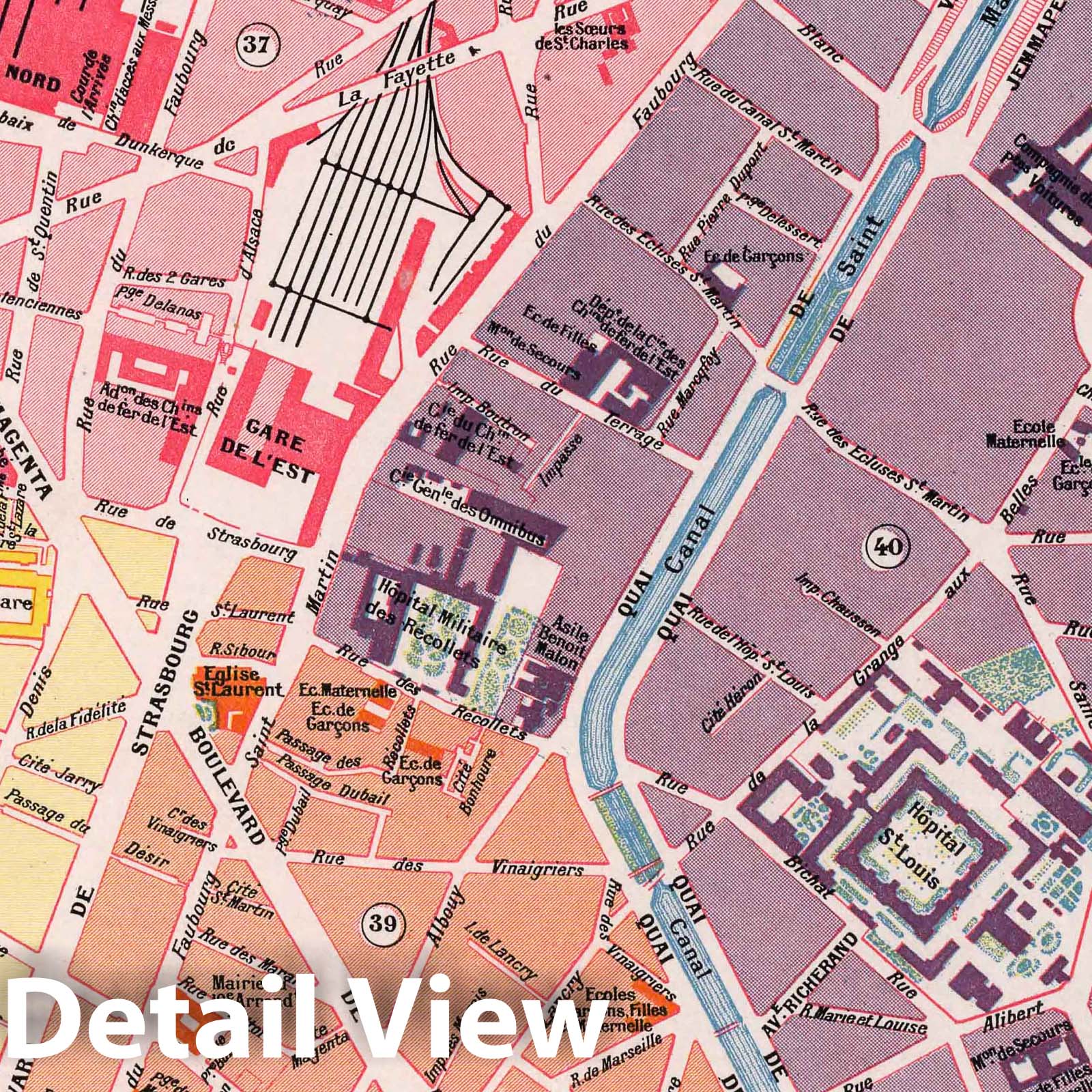 Paris, France - Tenth Arrondissement, 1900 - Historical Map Print