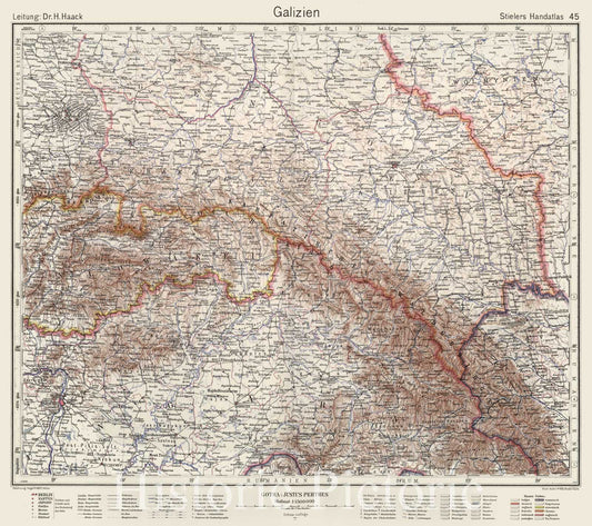 Historic Map : Poland,45. Galizien. Galicia. 1925 , Vintage Wall Art