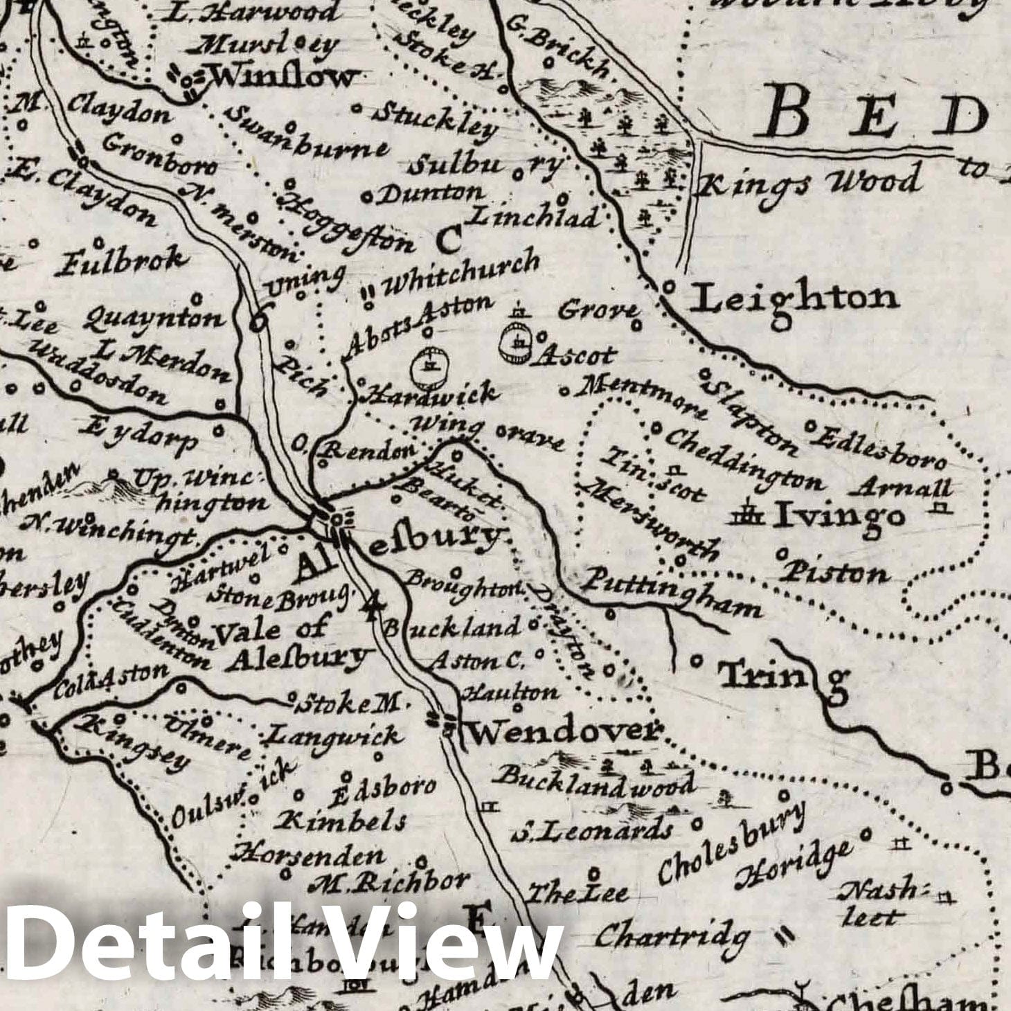 Buckinghamshire - Road Map, 1724 by Herman Moll