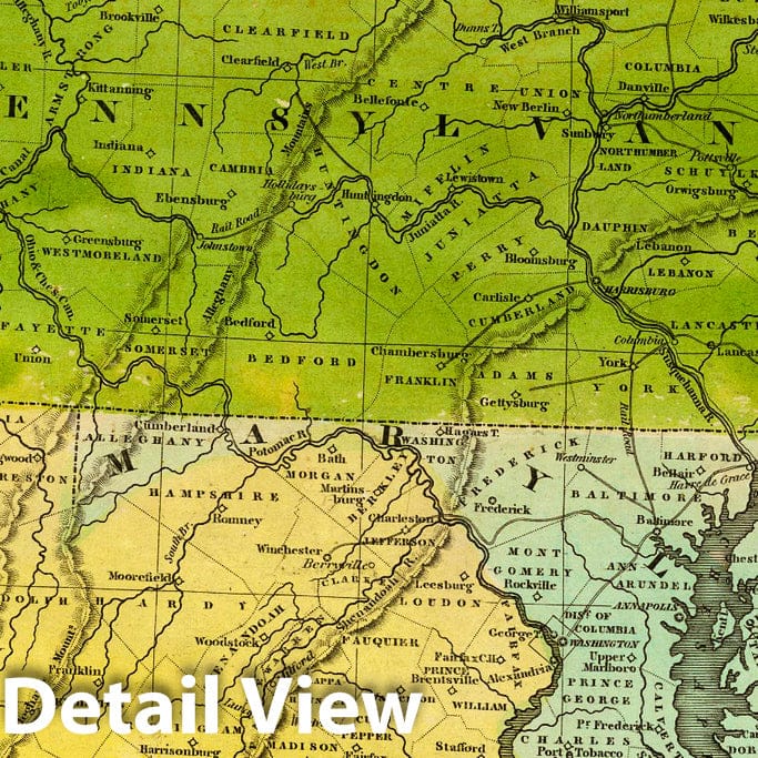 Historic Map : School Atlas Map, Middle States. 1842 - Vintage Wall Art