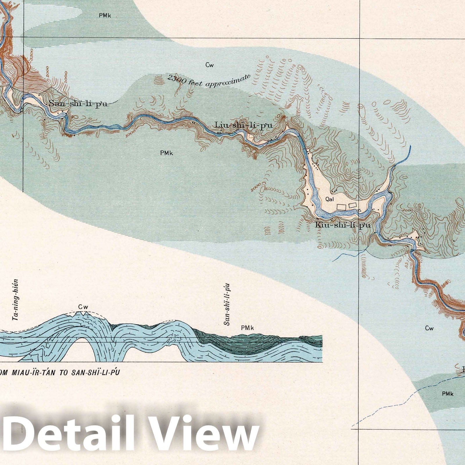 Wu-Shan-Hien Geologic Map, 1906 - Historical Geological Map Print