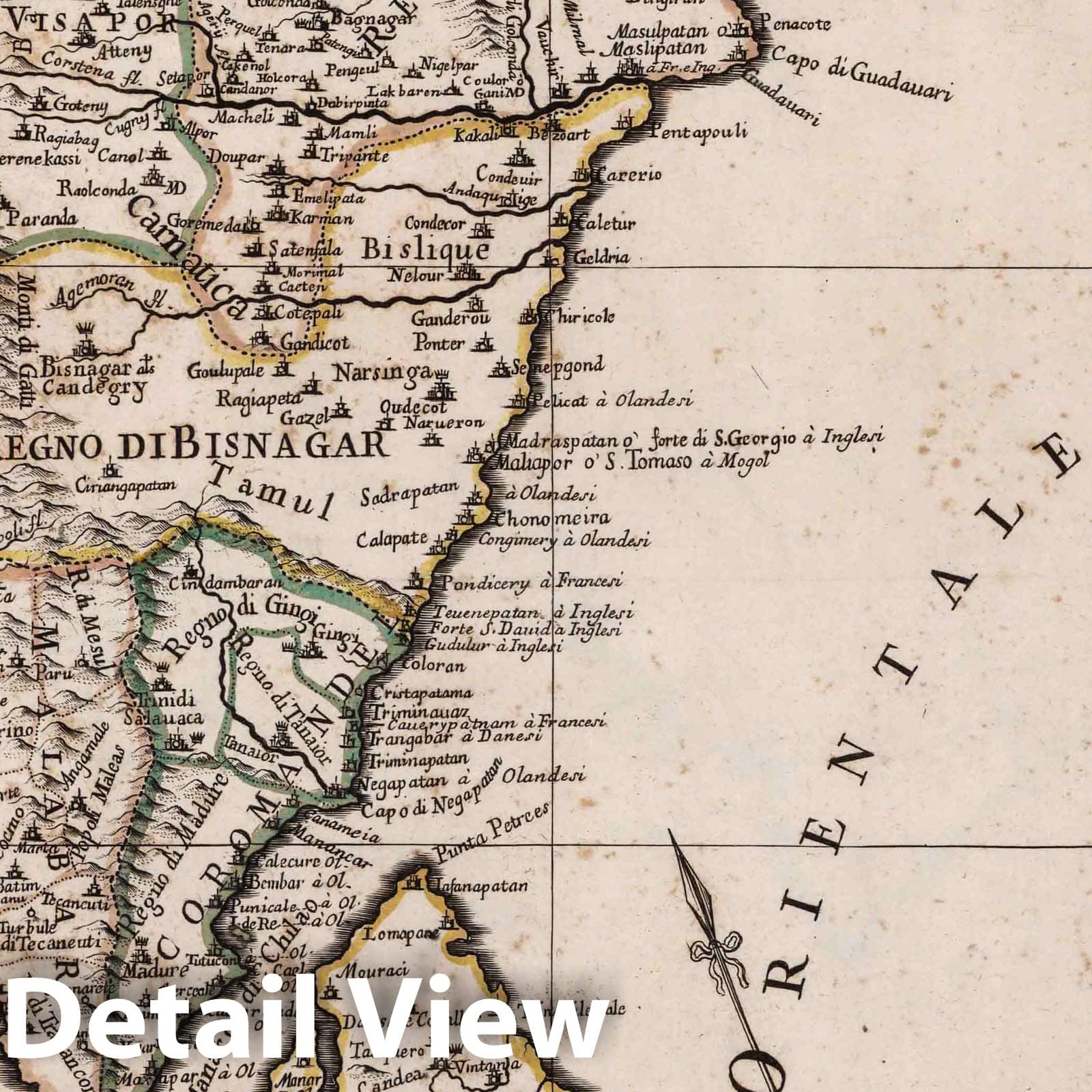 Indian Peninsula and Adjacent Islands - River Map, 1692 - De Rossi Historical Map Print