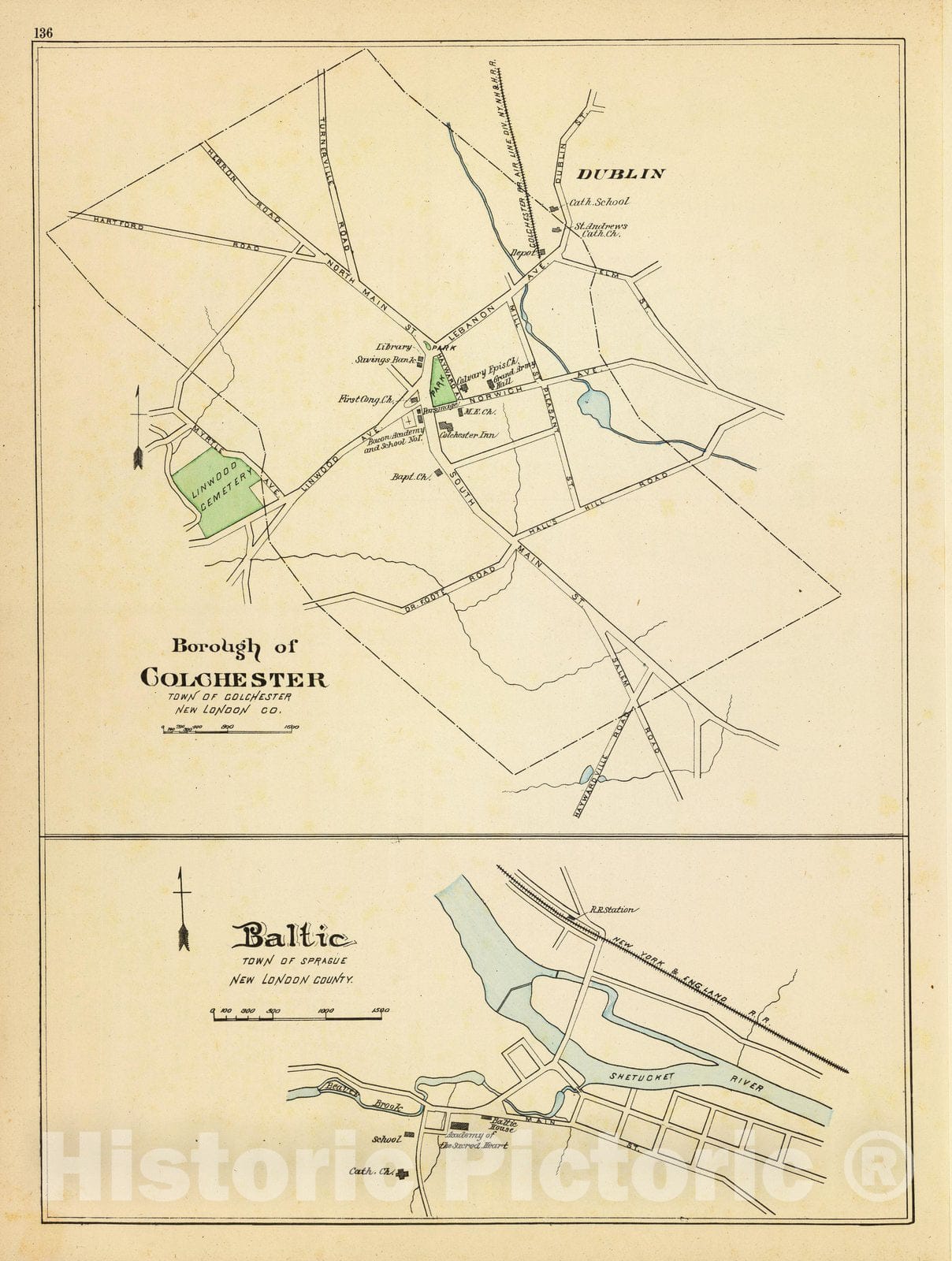 Historic Map : State Atlas Map, Colchester, Baltic. 1893 - Vintage Wall Art