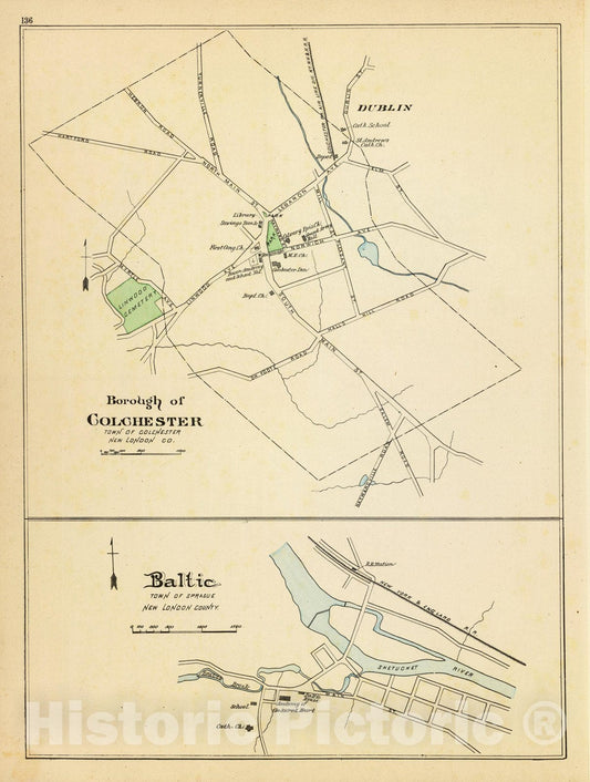 Historic Map : State Atlas Map, Colchester, Baltic. 1893 - Vintage Wall Art