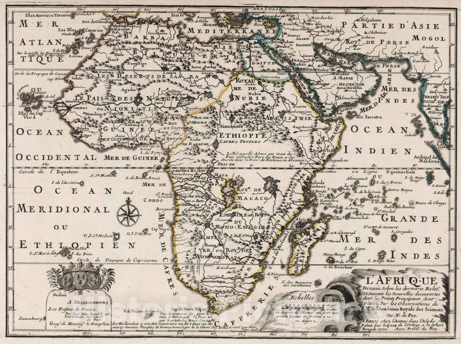 Historic Map : World Atlas Map, L'Afrique. 1700 - Vintage Wall Art