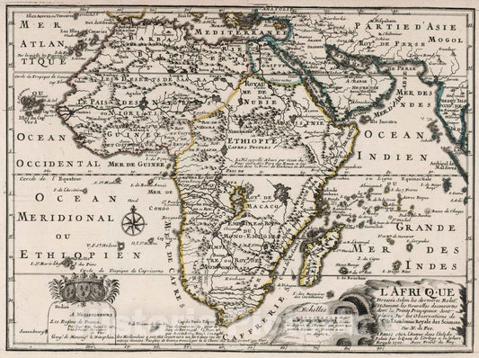 Historic Map : World Atlas Map, L'Afrique. 1700 - Vintage Wall Art