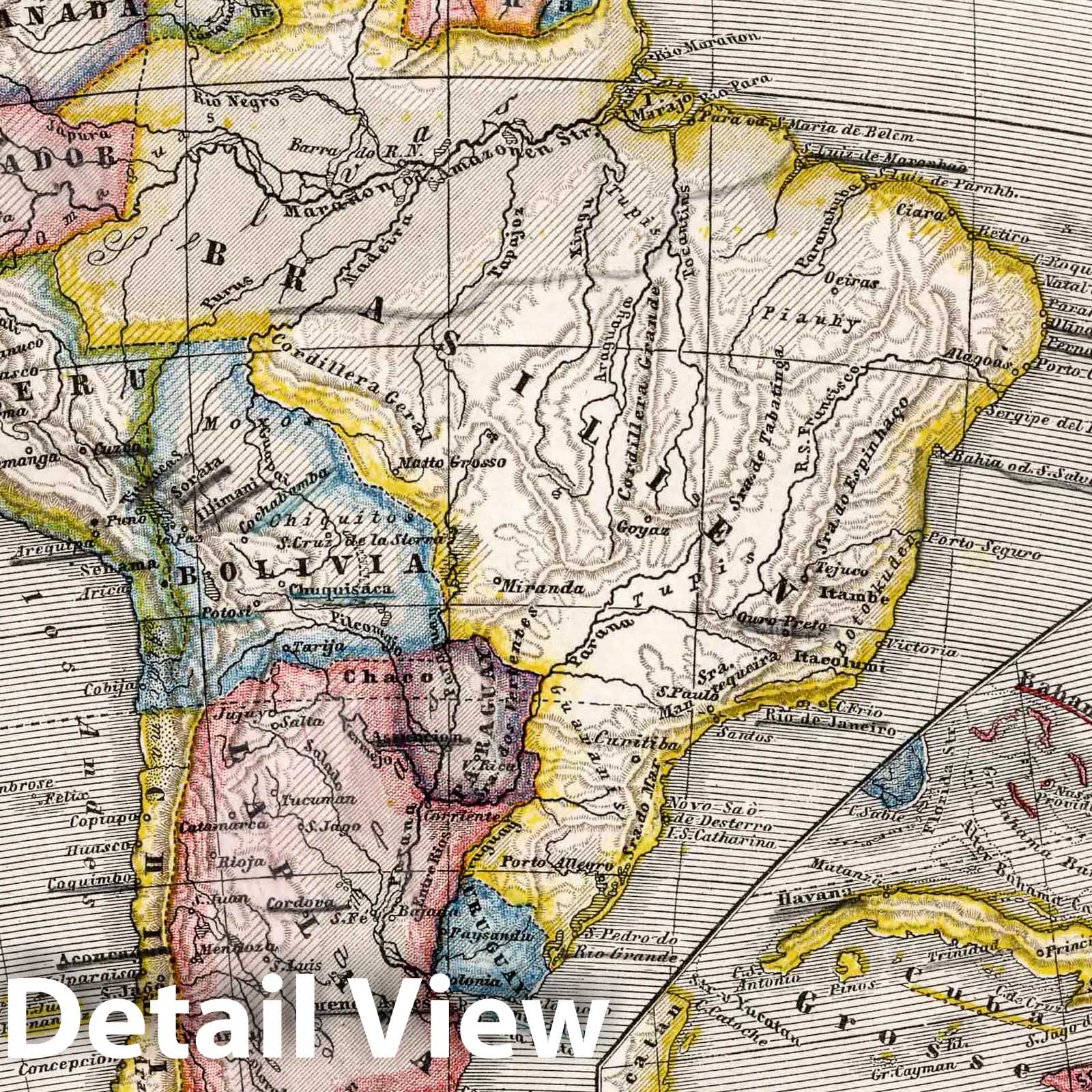 South America and West Indies 1872 Historical Map Print