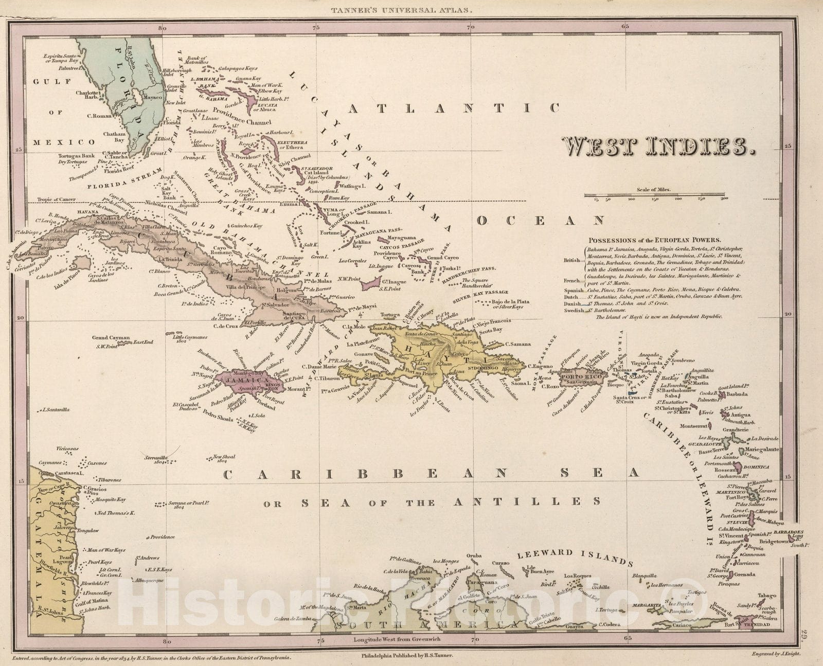 Historic Map : World Atlas Map, West Indies. 1834 v1