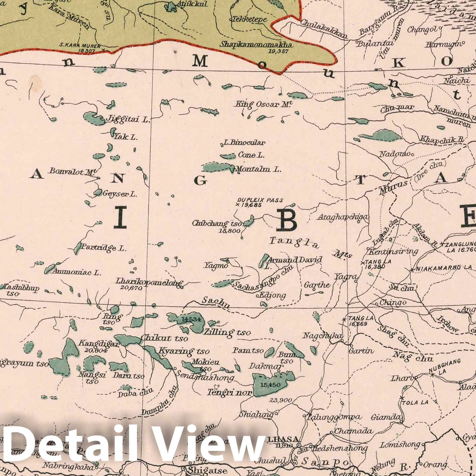 Tibet - Railroad Map, 1908 - Historical Map Print