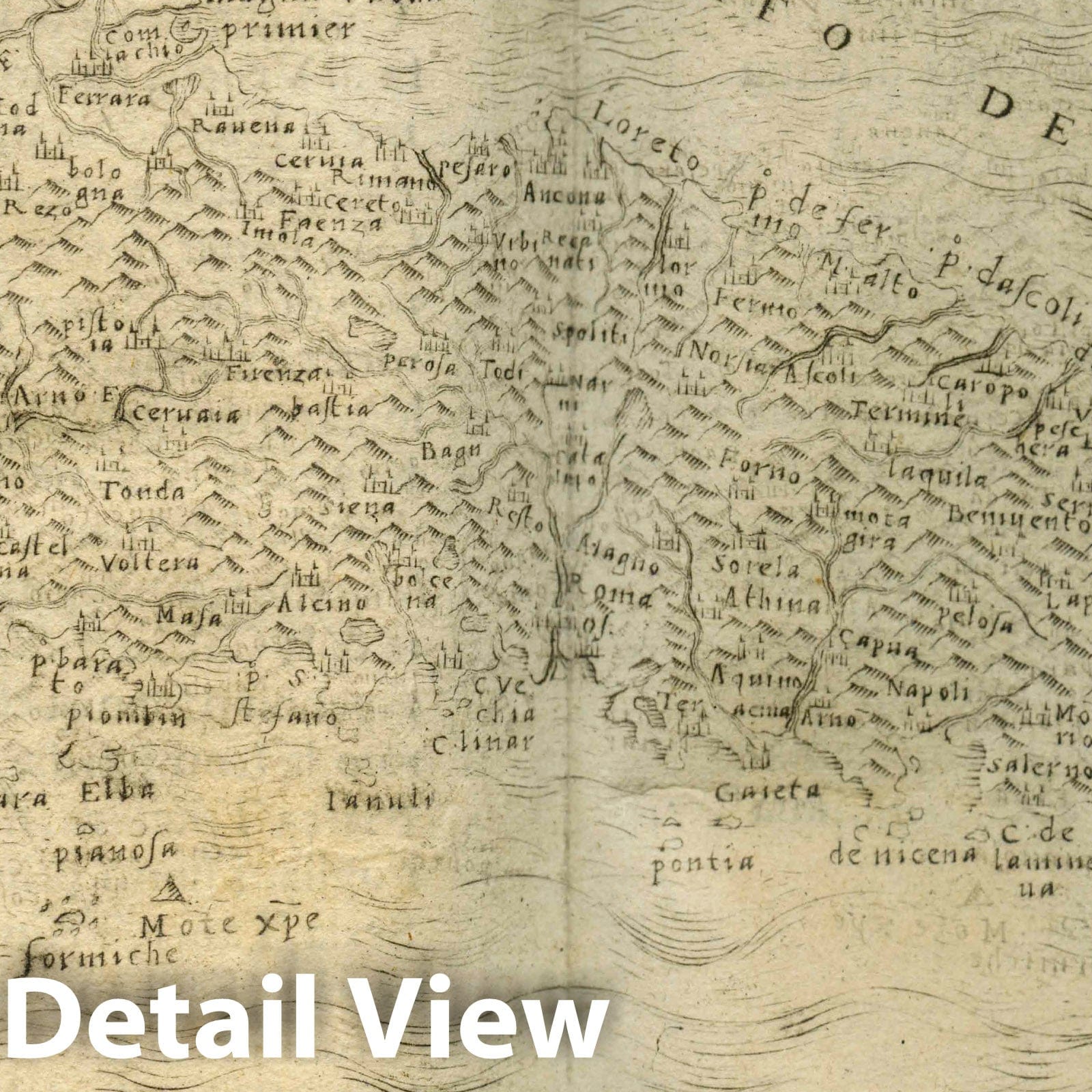 Italy - Route Map, 1548 - Ptolemeo Historical Map Reproduction