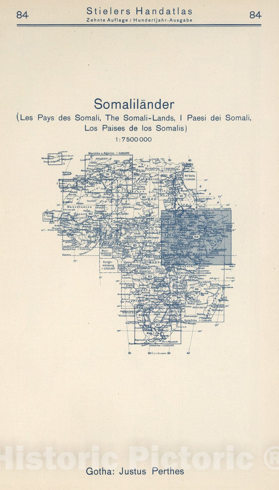 Historic Map : Index Map: 84. Somalilander. The Somali-Lands, 1925 - Vintage Wall Art