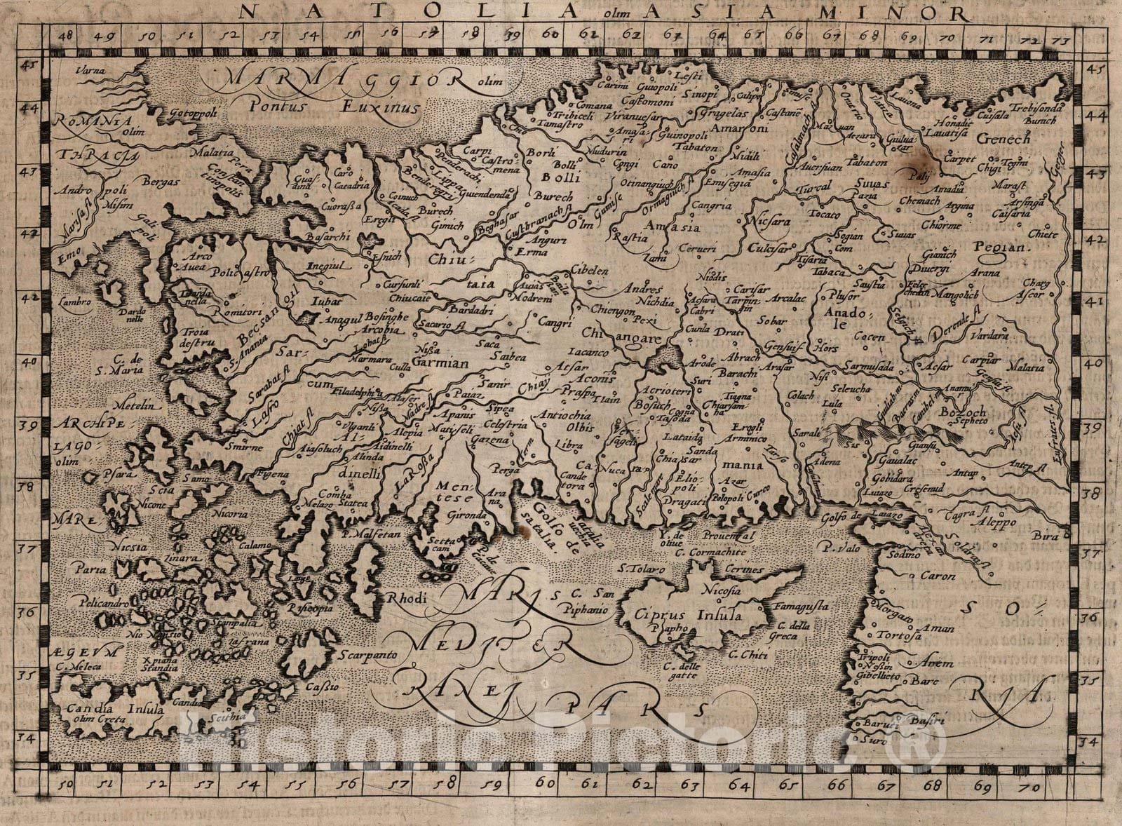 Historic Map : Turkey, Asia Minor7. Natolia olim Asia Minor. 1600 , Vintage Wall Art