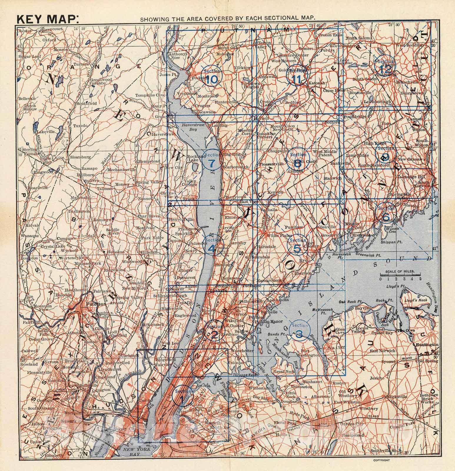 Historic Map : Key map Westchester Co, N.Y, 1902 - Vintage Wall Art
