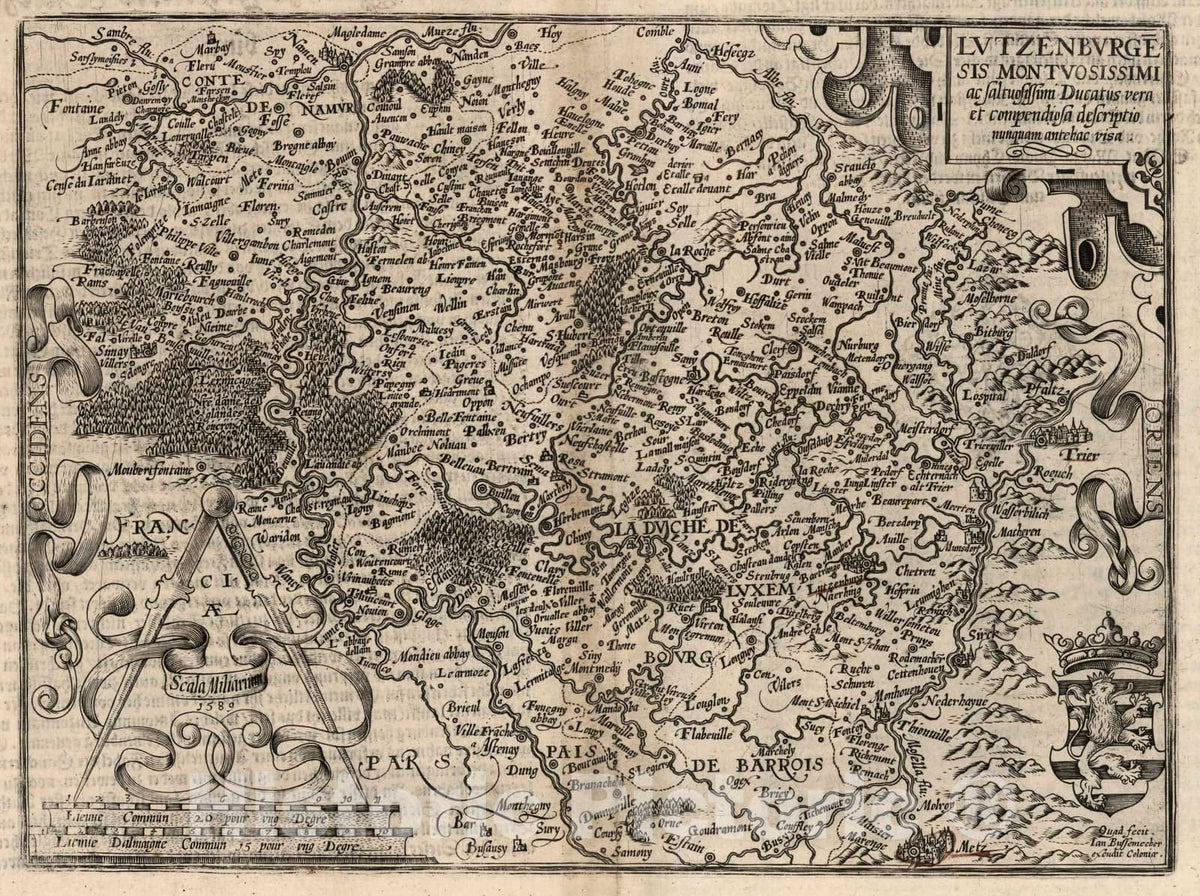 Historic Map : Luxembourg,49. Lutzenburgesis descriptio 1600 , Vintage Wall Art