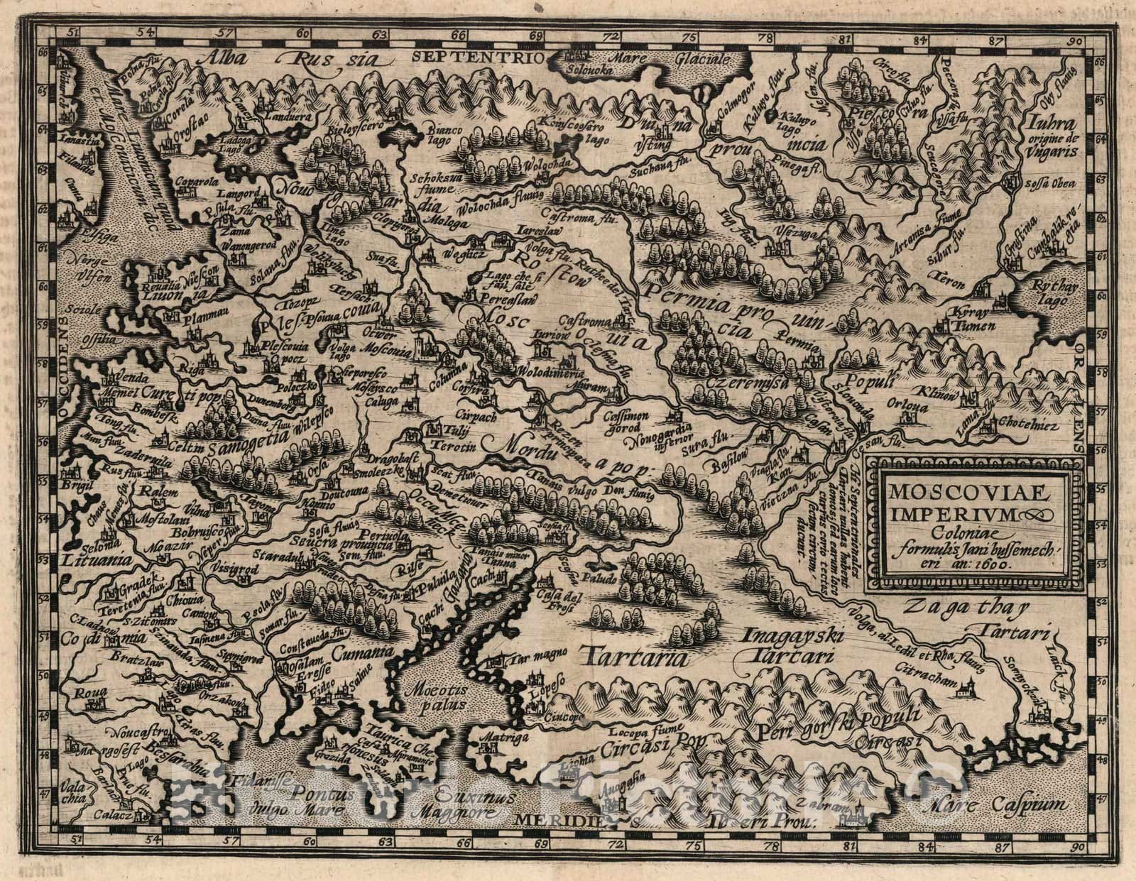 Historic Map : Russia,68. Moscoviae Imperium. 1600 , Vintage Wall Art