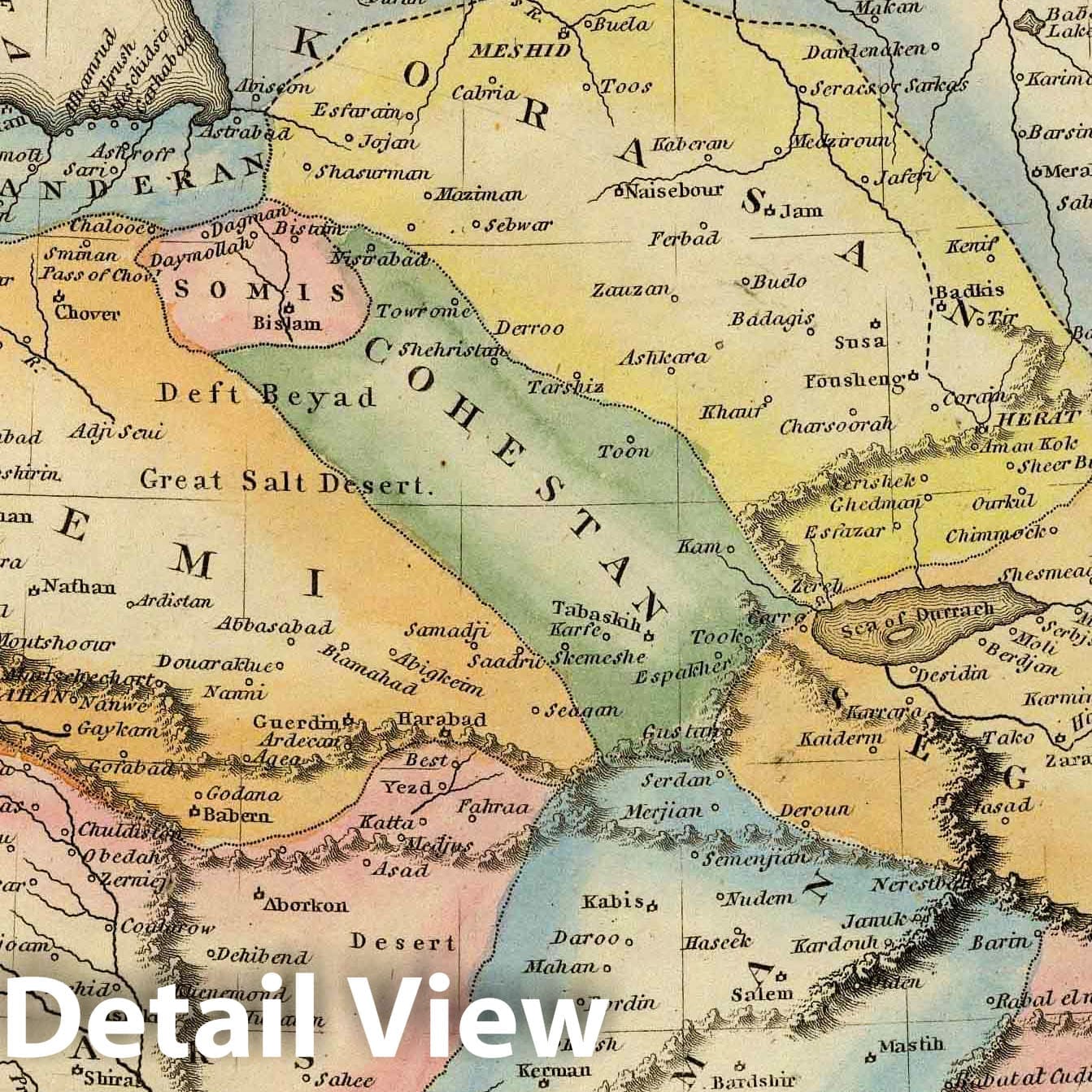 Iran - River Map, 1823 - Historical Map Print