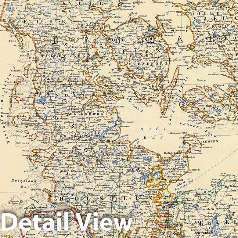 Denmark, Hanover, Brunswick, Mecklenburg, Oldenburg with Iceland - 1861 Historical Map Print