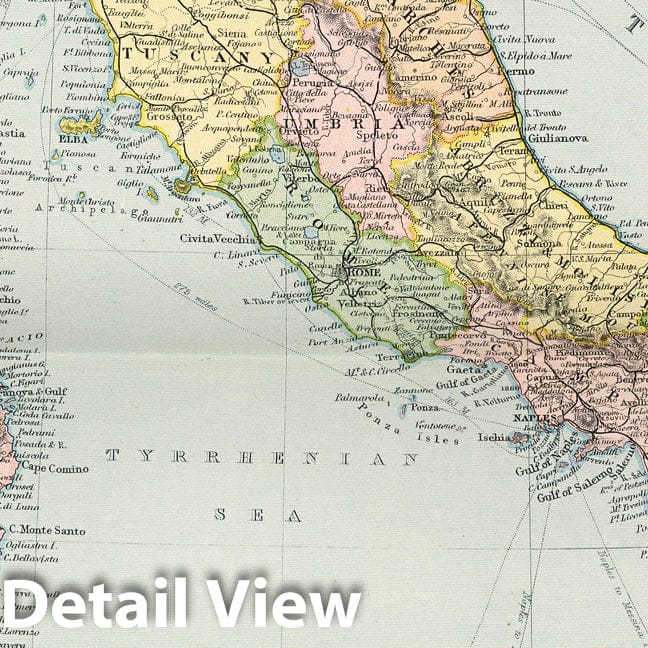 Italy - Railroad Map, 1891 - Historical Atlas Print