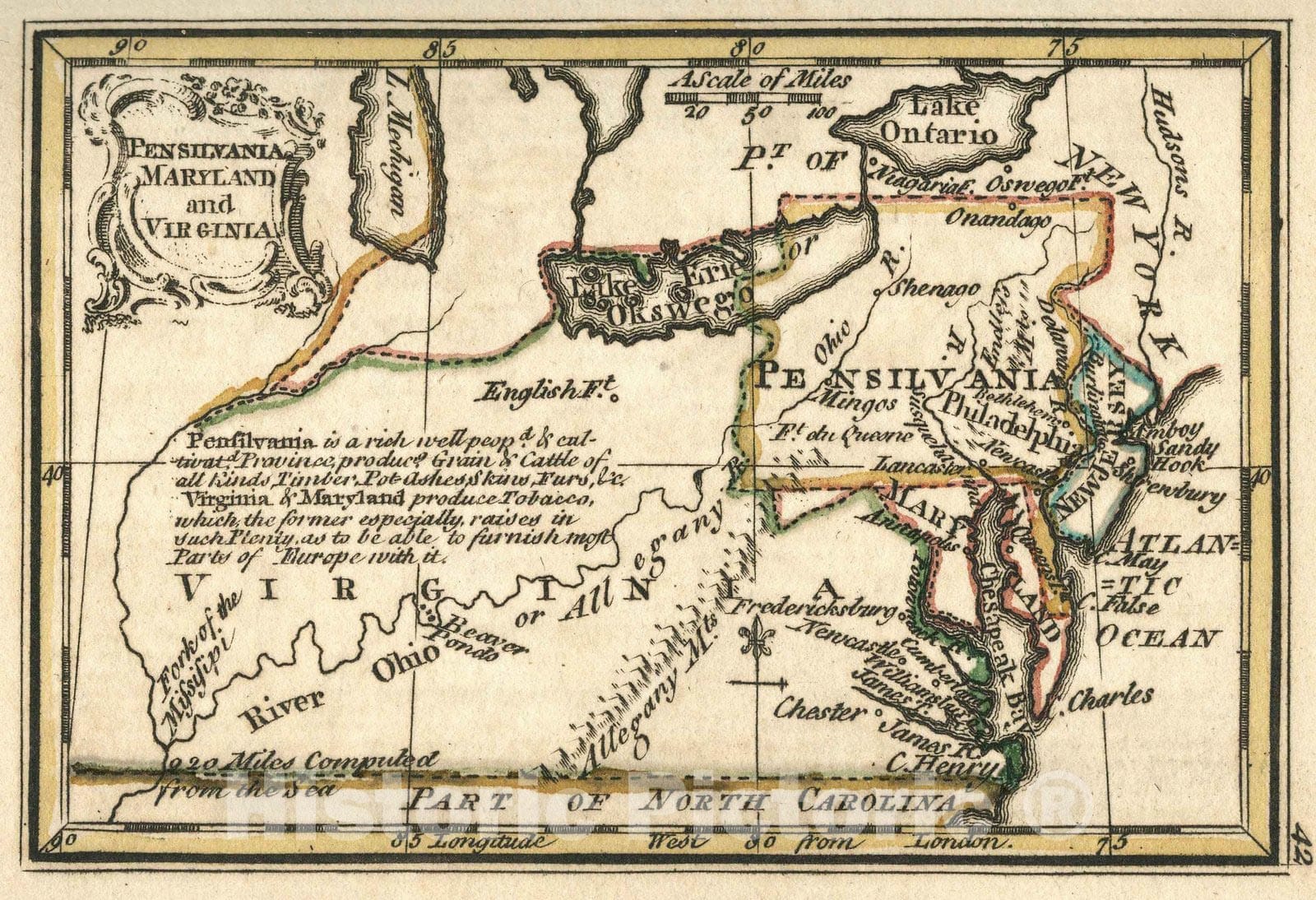 Historic Map : World Atlas Map, Pennsylvania, Maryland And Virginia 1758 - Vintage Wall Art