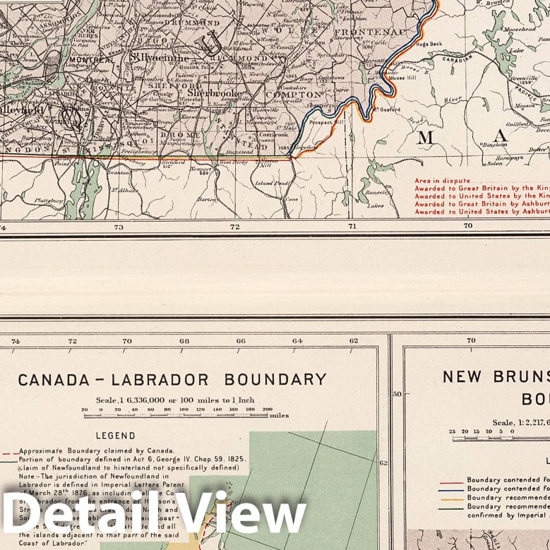 Eastern Canada and United States Boundaries - Railroad Map, 1915