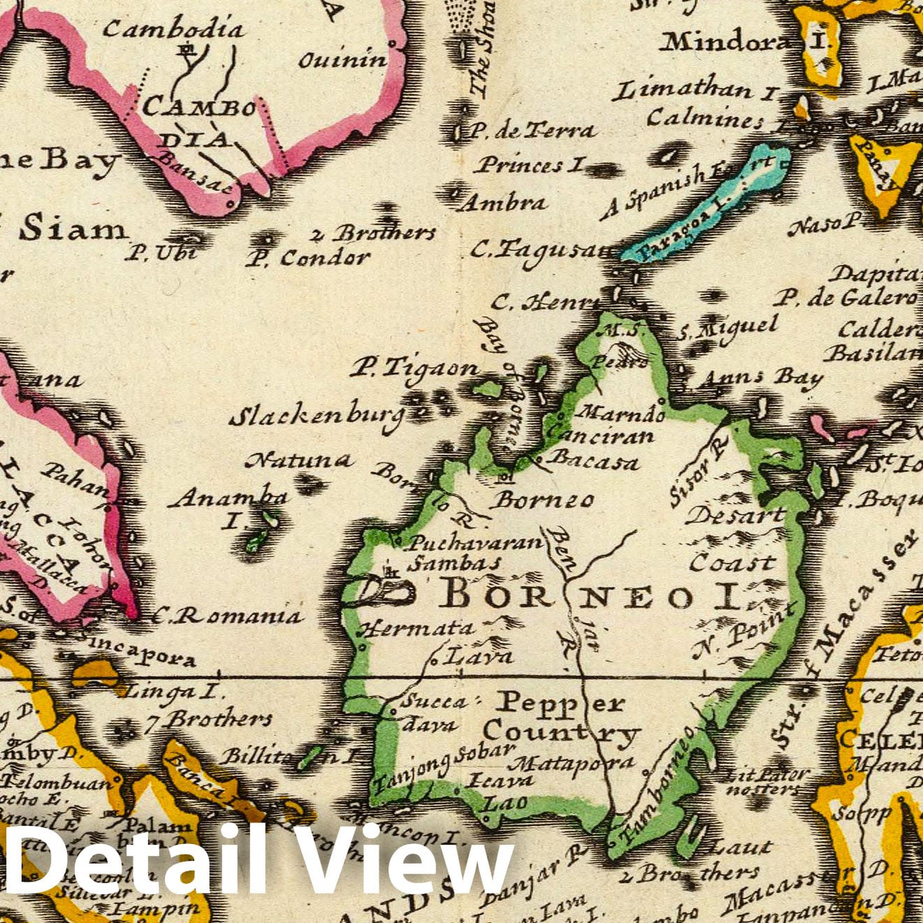 Principal Islands of the East Indies - River Map, 1736 - Herman Moll Historical Map Print