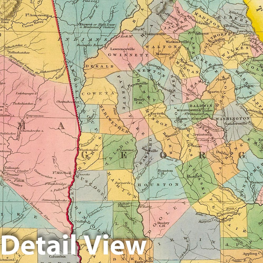 Alabama and Georgia 1831 Historical Map Print