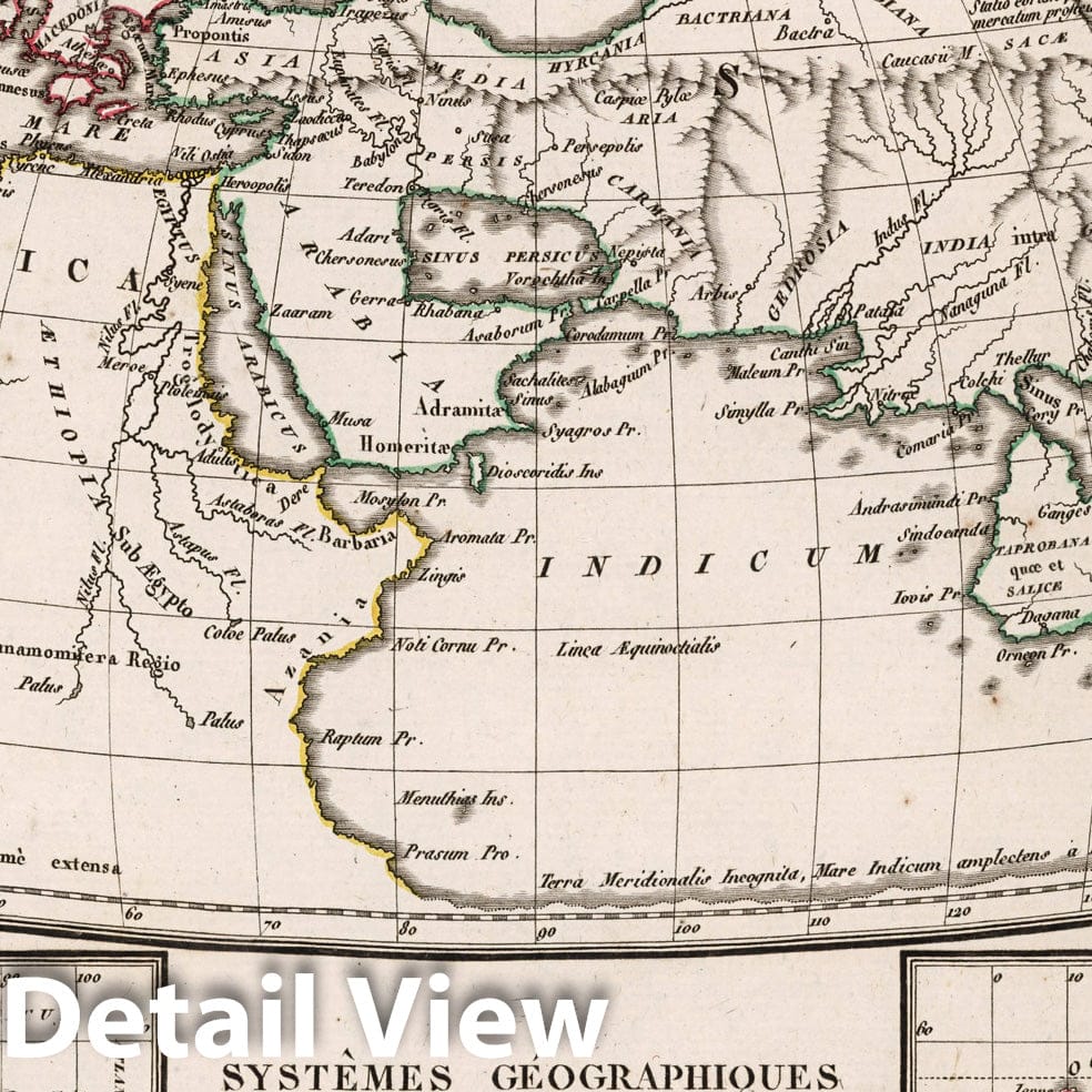 Geographic Systems of Ptolemy, Strabo, and Eratosthenes, 1812 - Historical Map Print