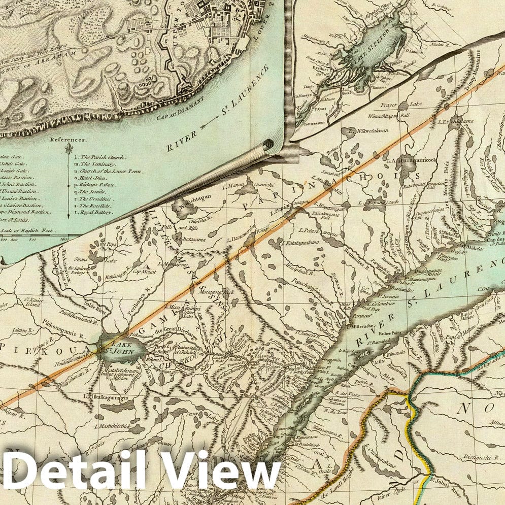 Historic Map : A New Map of the Province of Quebec, 1776, , Vintage Wall Art