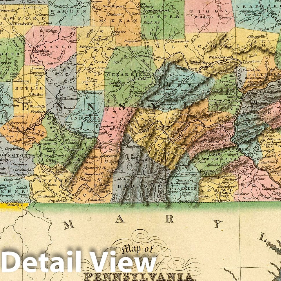 Pennsylvania, New Jersey, and Delaware 1832 Historical Map Print