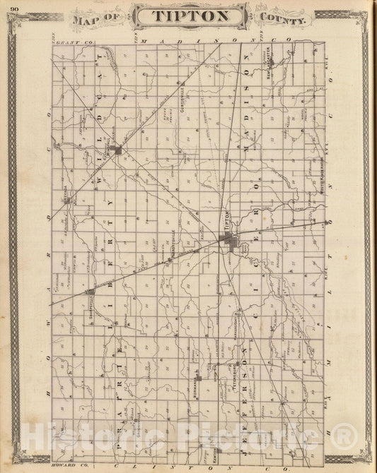 Historic Map : Map of Tipton County, 1876 - Vintage Wall Art