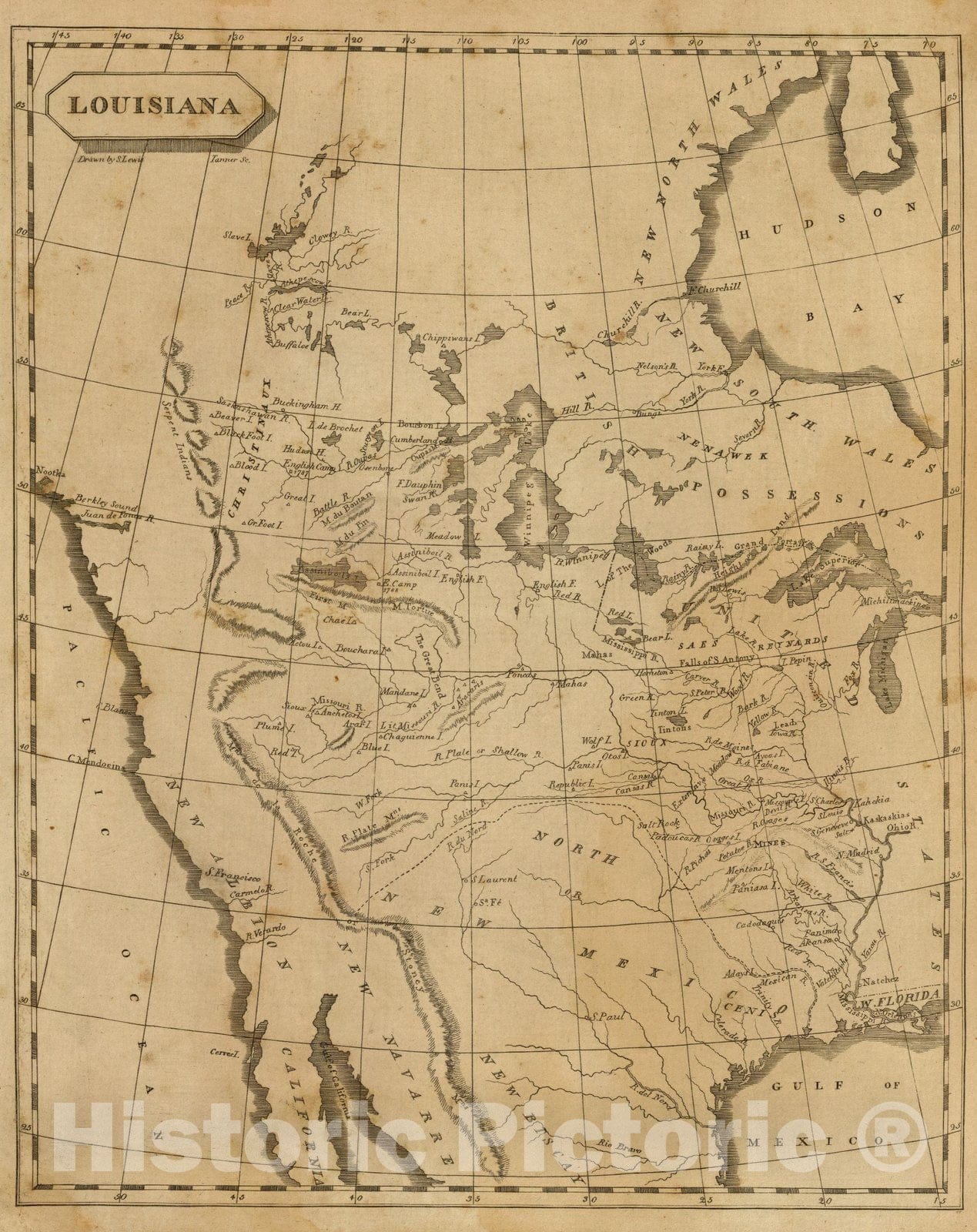 Historic Map : World Atlas Map, Louisiana. 1812 - Vintage Wall Art