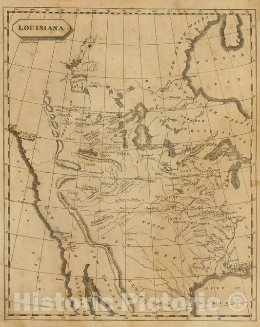 Historic Map : World Atlas Map, Louisiana. 1812 - Vintage Wall Art