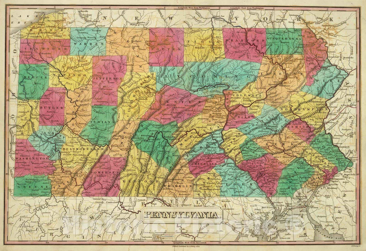 Historic Map : Classical Atlas Map, Pennsylvania. 1831 - Vintage Wall Art