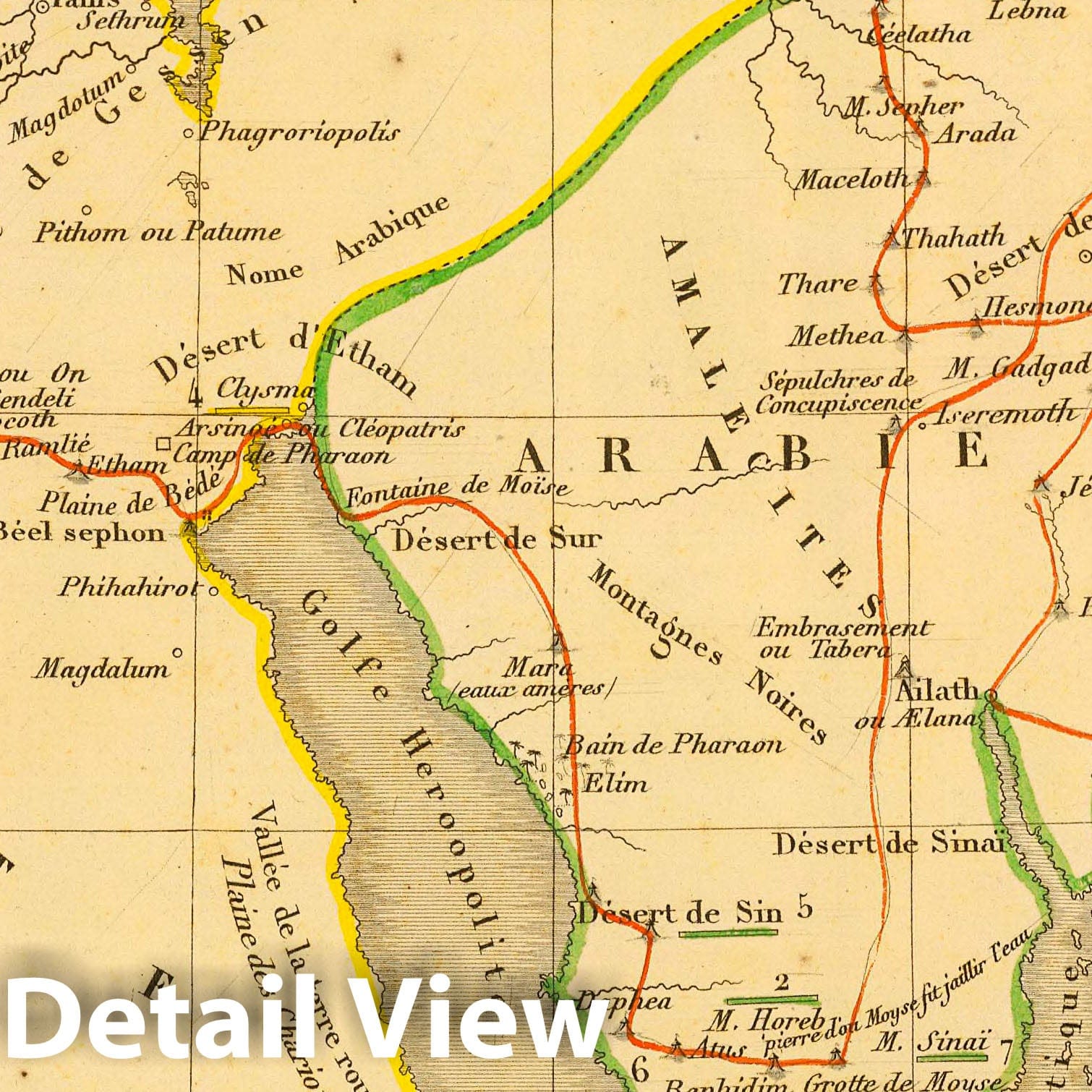 Journey of the Israelites from Egypt to the Jordan, 1844 - Historical Map Print