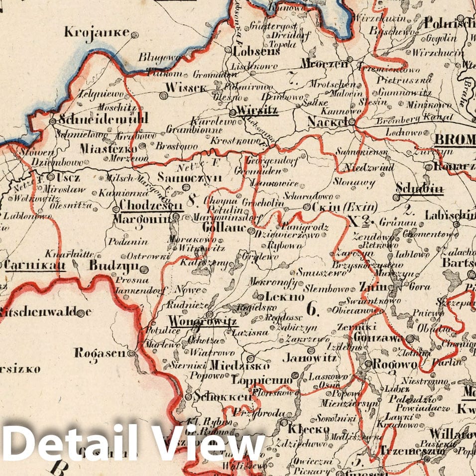 Posen, Prussia 1825 Historical Map Print - Hand-Colored Atlas Plate