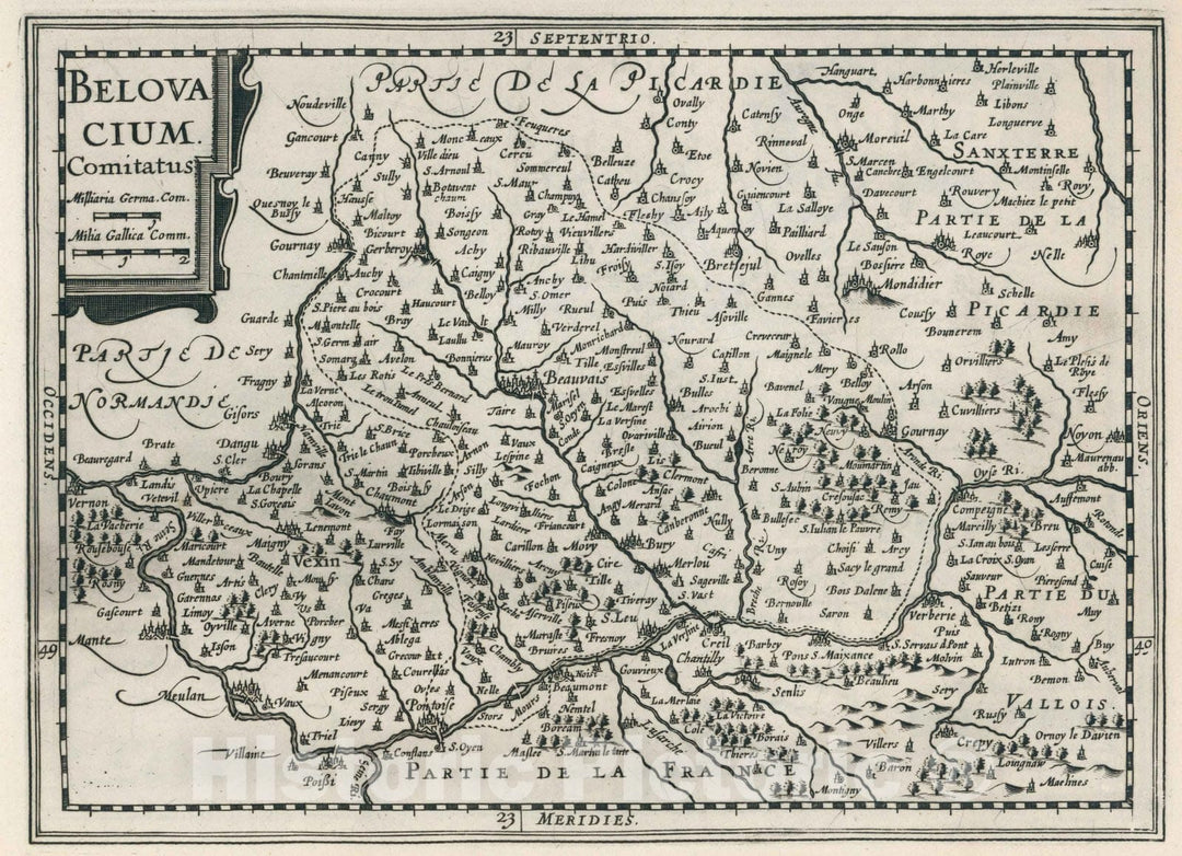 Historic Map : France,Belovacium Comitatus 1636 , Vintage Wall Art